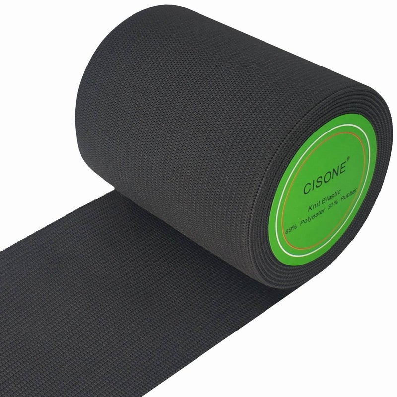 CISONE Knit Elastic 3 Inch Wide Black Heavy Stretch High Elasticity Knit Elastic Band 3 Yards - Image 1